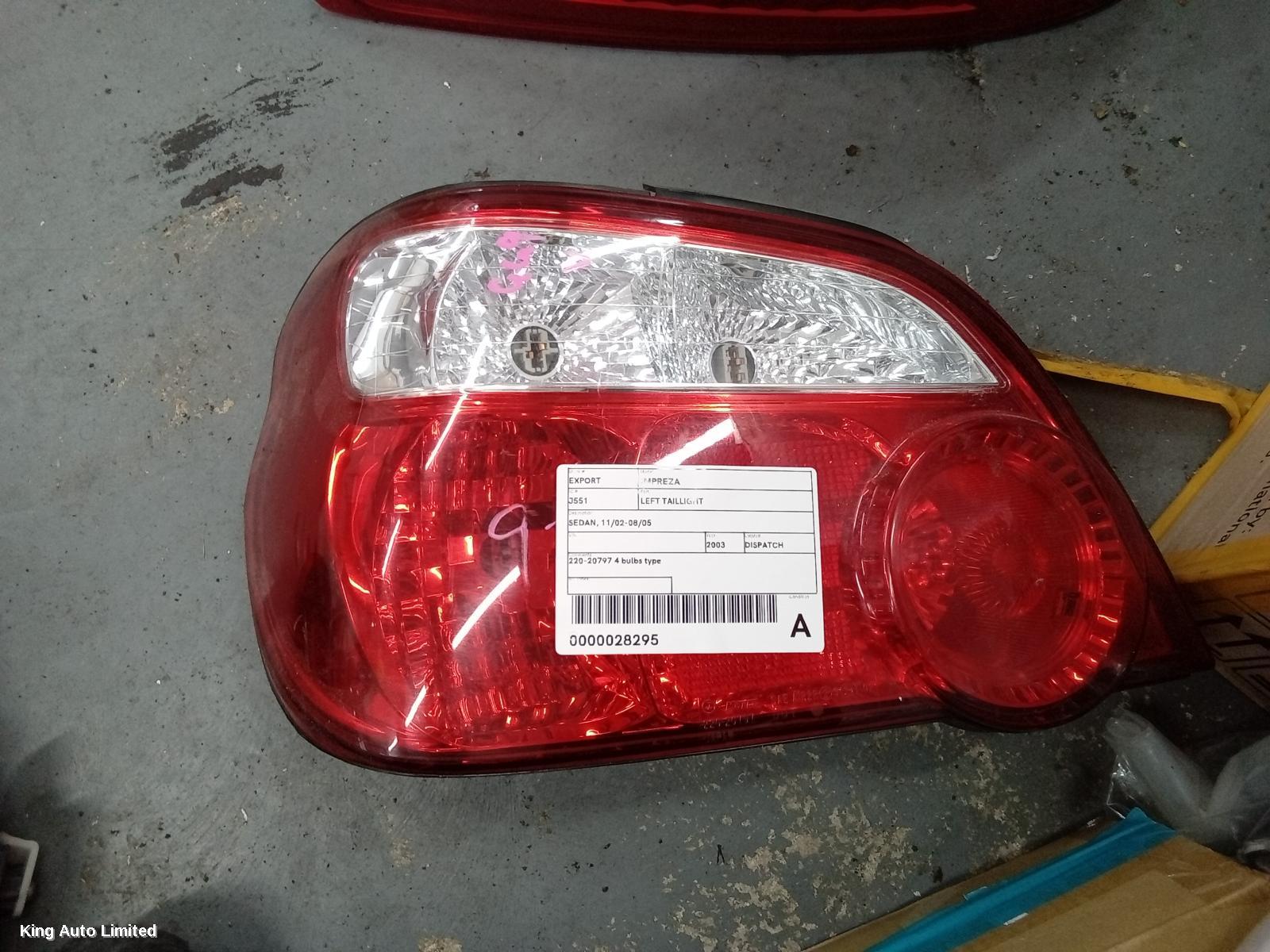 Subaru IMPREZA 2003 Left Taillight thumbnail 1