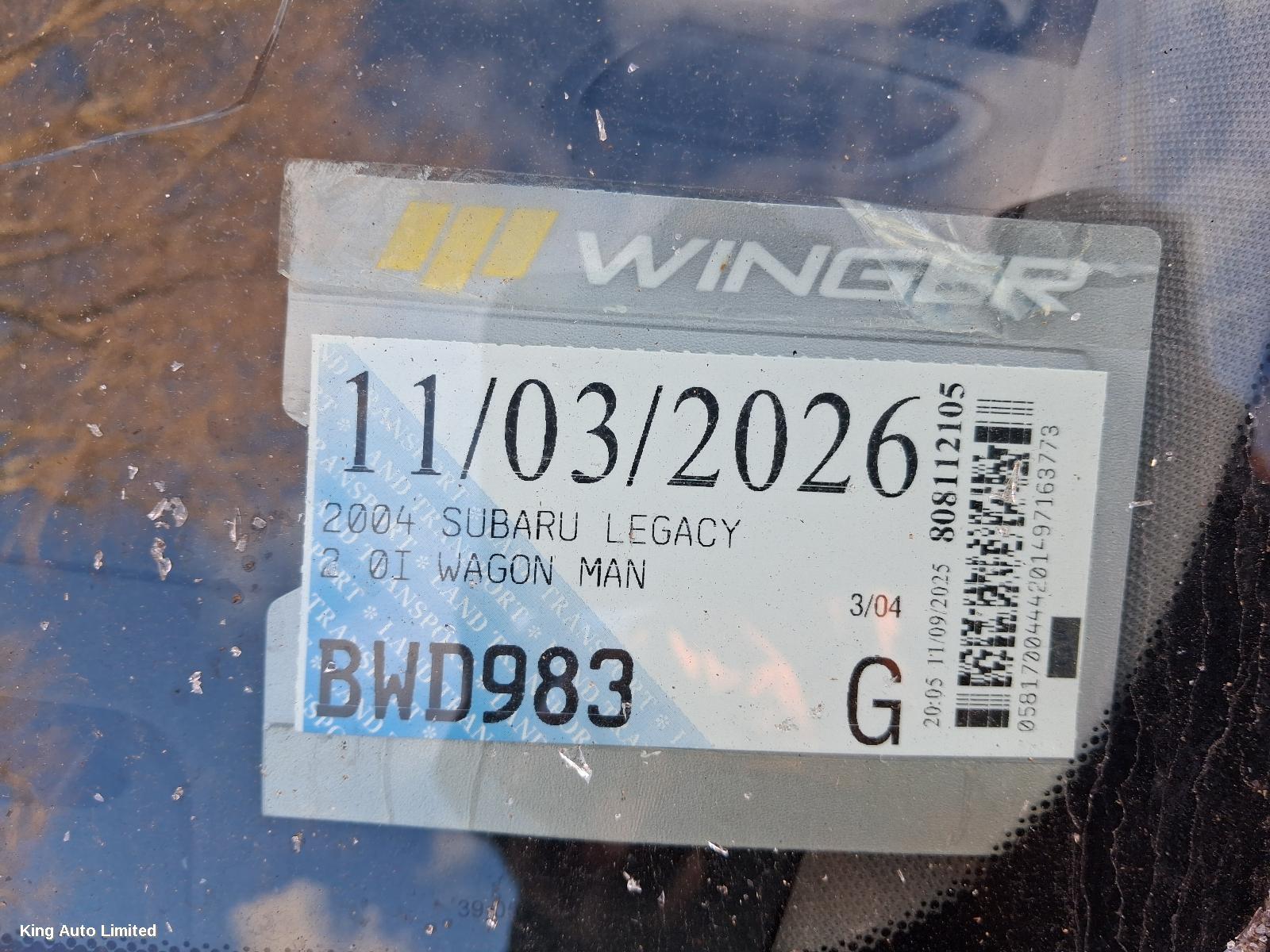 Subaru LIBERTY 2004 Left Taillight thumbnail 1