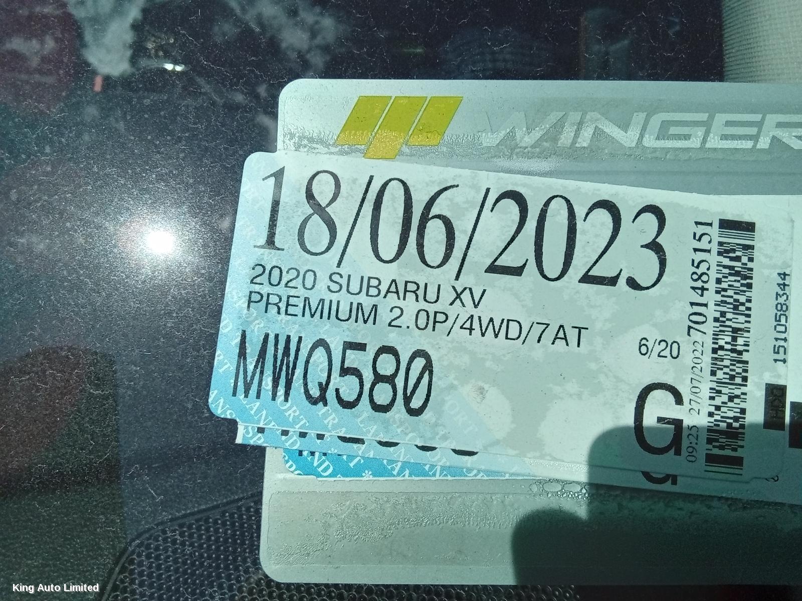 Subaru XV 2020 Right Rear 1/4 Door Glass thumbnail 1